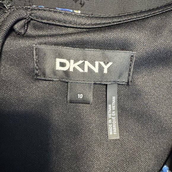 DKNY Y2K Floral Velvet Burnout Faux Wrap Dress Womens Size 10 Empire Waist Flowy - Picture 4 of 8